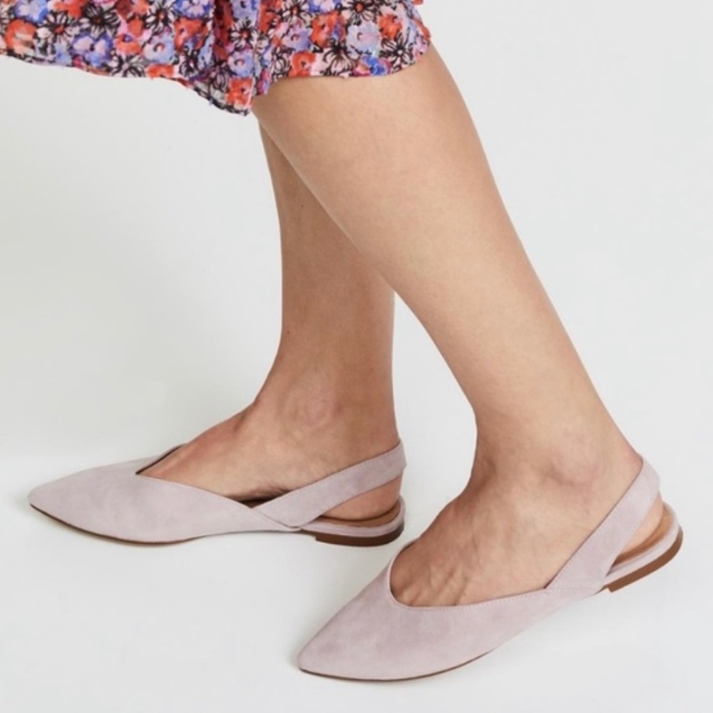 Madewell Ava Sling Back Purple Suede Mule Flats